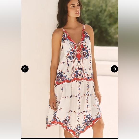 Anthropologie Dresses & Skirts - Anthropologie Celandine Plunge-neck Drop-waist Cotton midi Dress, Large NWT